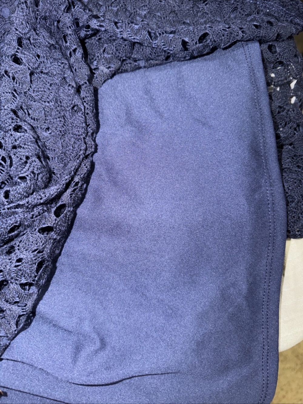 Rabbit Rabbit Rabbit Dress Womens Size 16 Dark Blue Eyelet Lace Crochet  Bell - Picture 7 of 8